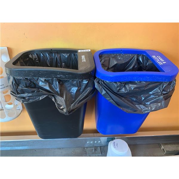 Lot of 2 - trash and recycle bins