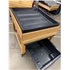 Image 1 : Produce Display Cart approx 4 x 4 with drip tray on wheels, tilting top for merchandising