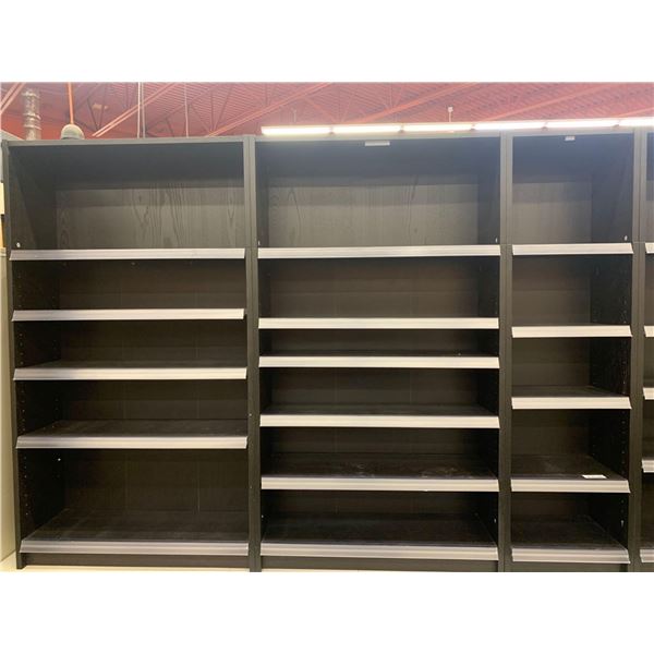 Adjustable 3 sections Shelving Unit with Tag Display approx 4ft high x 7ft wide