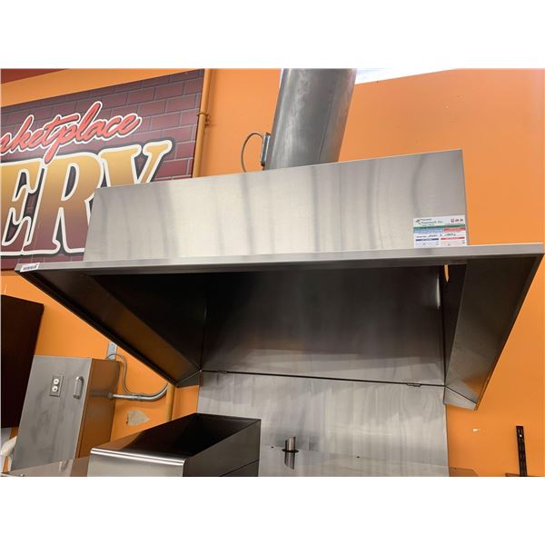 Industrial Stainless Steel Hood Range includes control breaker box.approx 50 x 46 inches. buyer must