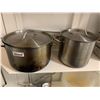 Image 1 : Lot of 2 - Large Stainless Steel Stock Pots with Lids
