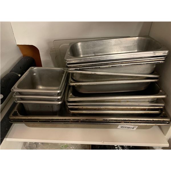 Lot of 17 Assorted Stainless Sized Buffet Inserts