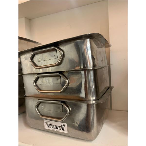 Hubert Lot of 3 large, Square Stainless Steel Balti Pan