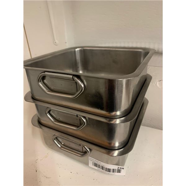 Hubert Lot of 3, Square Stainless Steel Balti Pan