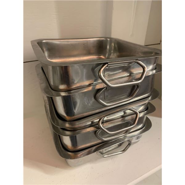 Hubert Lot of 4, Square Stainless Steel Balti Pan