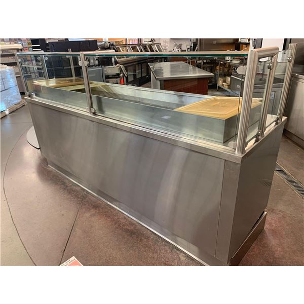 Hatco Stainless Steam Hot Food Table with 2 side control warming system. glass surrounds 96 inches l