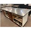 Image 1 : Large Millwork Stainless Steel Prep Table with cupboards and drawers storage ( contents not included