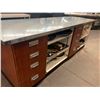 Image 5 : Large Millwork Stainless Steel Prep Table with cupboards and drawers storage ( contents not included