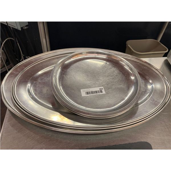 Lot of 8 Large stainless Steel Serving Trays