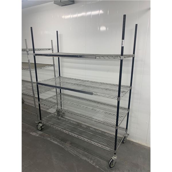 Metro Rack 4 Shelf on wheels stainless/black