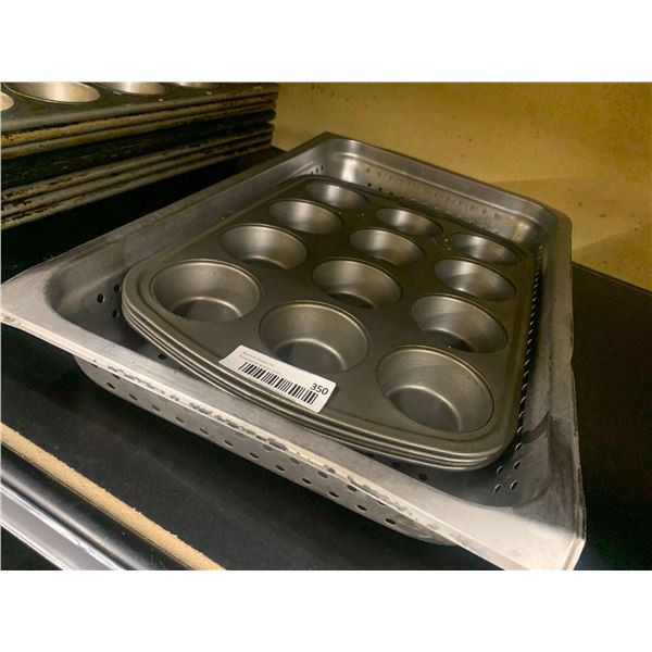 Lot of Muffin Tins and Strainer insert