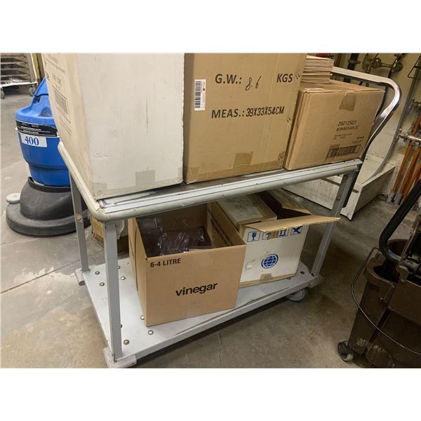 Commercial 4 wheel double tier rolling stock cart