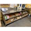 Image 1 : Large Stainless Steel Double Shelf Work Prep Table 30 x 118 inches, contents not included