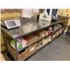 Image 2 : Large Stainless Steel Double Shelf Work Prep Table 30 x 118 inches, contents not included