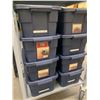 Image 1 : Lot of 8 rubbermaid blue totes full of pegboard display hooks with lids