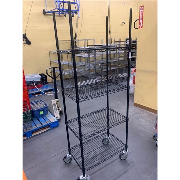 Wire Metro rack Narrow Black on wheels 4 shelf