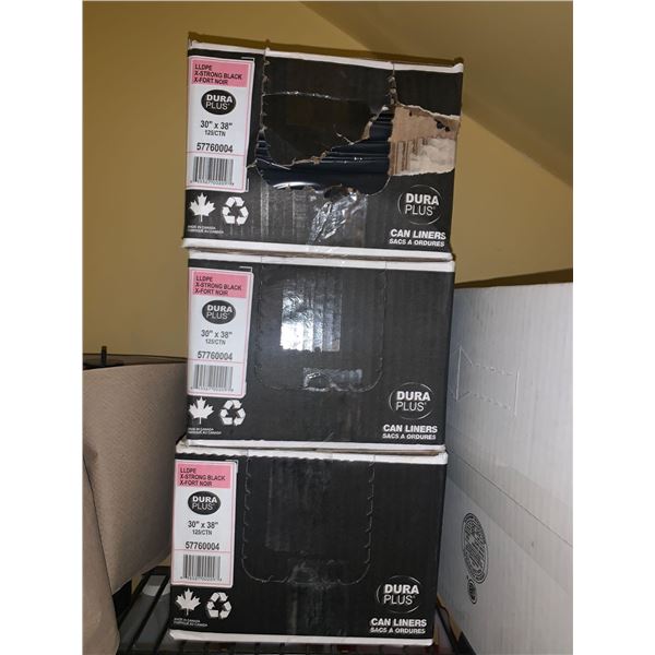 Lot of 3- case of 30x80 inch garbage bags