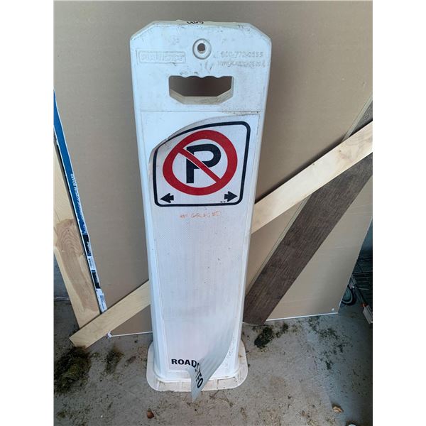 Upright no parking sign