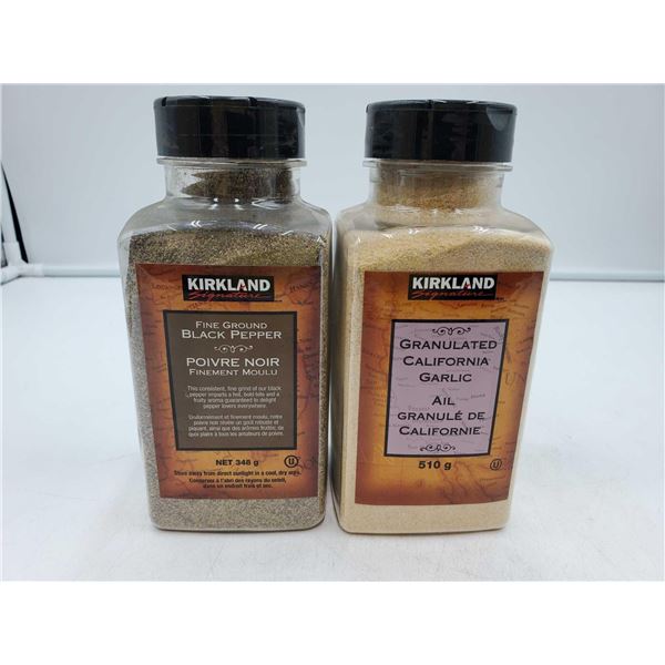 Kirkland Fine Ground Black Pepper (348g) Granulated California Garlic (510g)