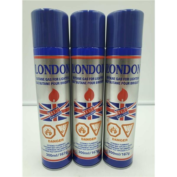 London Butane Gas for Lighters (3 x 300ml)