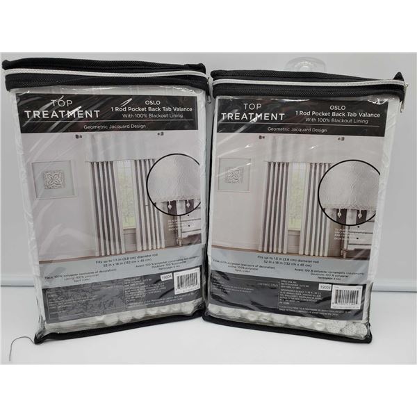 Oslo 1 Rod Pocket Back Tab Valance (2- 52in x 18in)