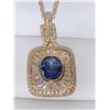 Image 1 : Ladies Blue Topaz & Multi Baguette Stones Pendant and Chain Set