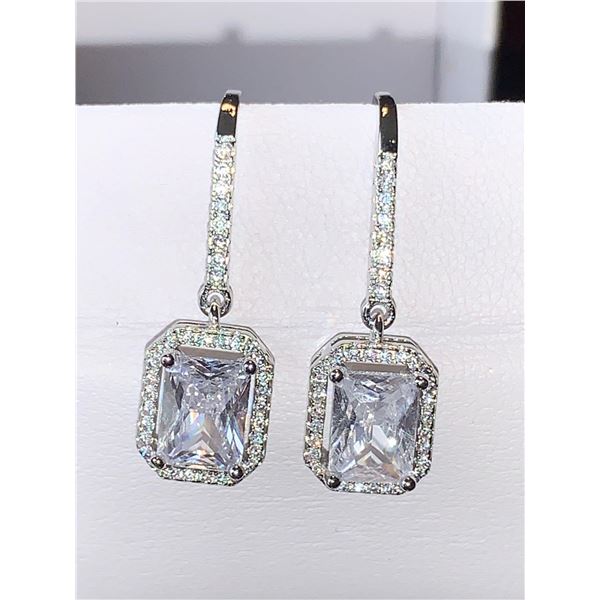 Ladies Emerald Cut 1.5 Carat TW Dangle Earring Set