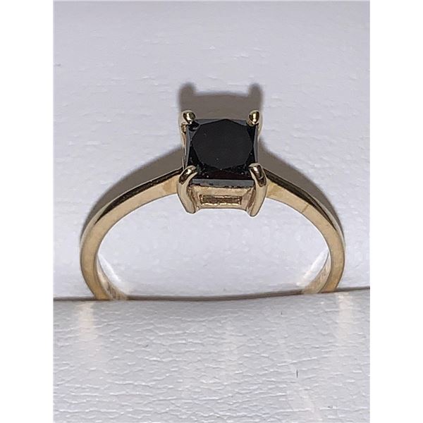 Ladies 10K Gold Square Cut 1.02 Carat Solitaire Black Diamond Ring appraisal $6,800.00