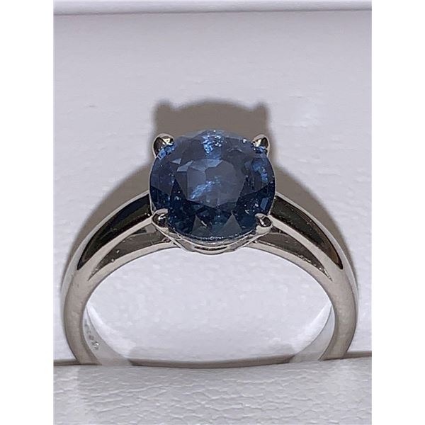 Ladies 14K Platinum 2.20 Carat Oval Cut Natural Sapphire Solitaire Ring - Appraisal $9,800.00