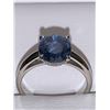 Image 1 : Ladies 14K Platinum 2.20 Carat Oval Cut Natural Sapphire Solitaire Ring - Appraisal $9,800.00
