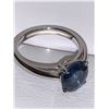 Image 3 : Ladies 14K Platinum 2.20 Carat Oval Cut Natural Sapphire Solitaire Ring - Appraisal $9,800.00