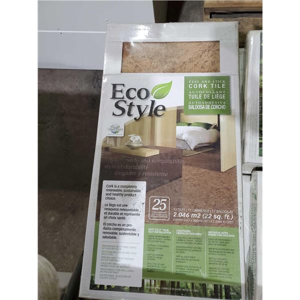 1 Box, Eco Style Peel & Stick Cork Tile Flooring - "Sulink" - 1 Box = 22 sq.ft