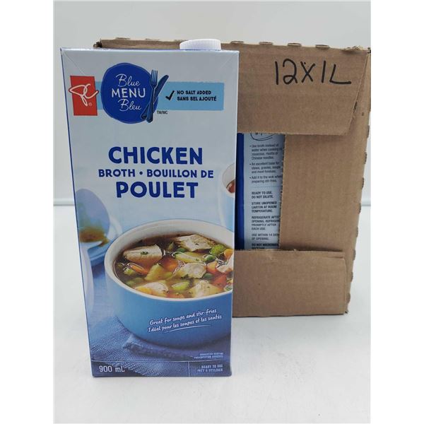 PC Blue Menu No Salt Added Chicken Broth 12x1L