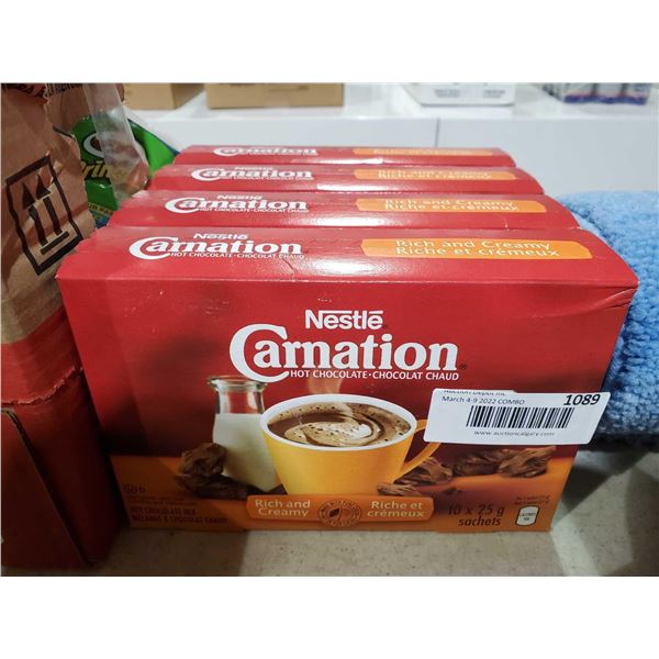 Carnation Instant Hot Chocolate Individual Packets 4 Boxes, 10x25g per box