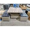 Image 2 : *NEW* Rattan Style Patio Table with 2 Cushioned Bench Seats