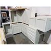 Image 10 : NEW 10 Pce Kitchen Cabinet set cream & dark maple island w/ drawers, corner base uppers and lowers.