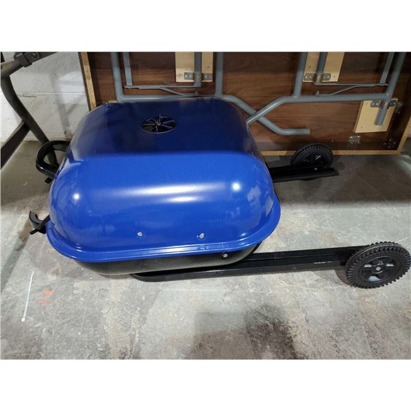 *NEW* Aussie Walk-A-Bout Portable Charcoal BBQ on Wheels - Blue *HANDLE BROKEN* as seen in photos