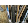 Image 4 : Rubbermaid Bin Full of Brooms, Handles, Shovels, Hand Rail, Misc.