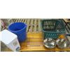 Image 1 : Housewares Lot - (Pet Bowls, Dish Rack, Trash Can, Etc.)
