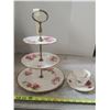 Image 1 : Royal Albert American Beauty 3 Tier Platter and Royal Vale Cup and Saucer