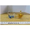 Image 1 : Cobalt Blue Swan & Amber Blown Glass Basket