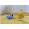 Image 3 : Cobalt Blue Swan & Amber Blown Glass Basket