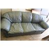 Image 1 : Grey/Teal Leather Couch - 36x36x90in.