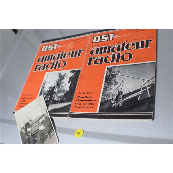 1934 QST magazines, telegraph postcard "reading qst"