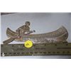 Image 1 : Metal 'native in canoe' plaque