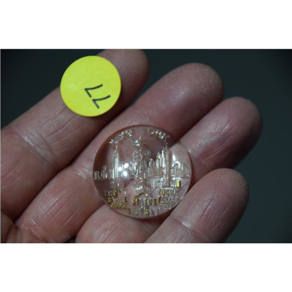 Very old cut glass Statue of Liberty fob
