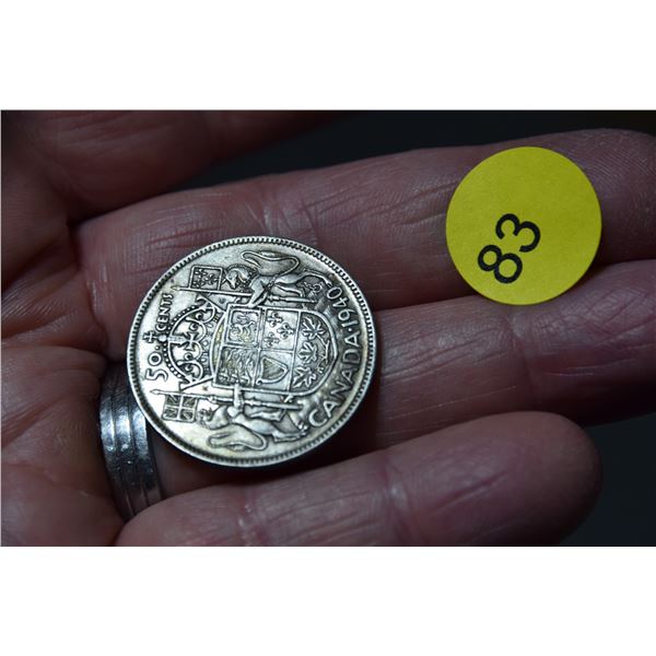 1940 Canada silver 50 cent coin