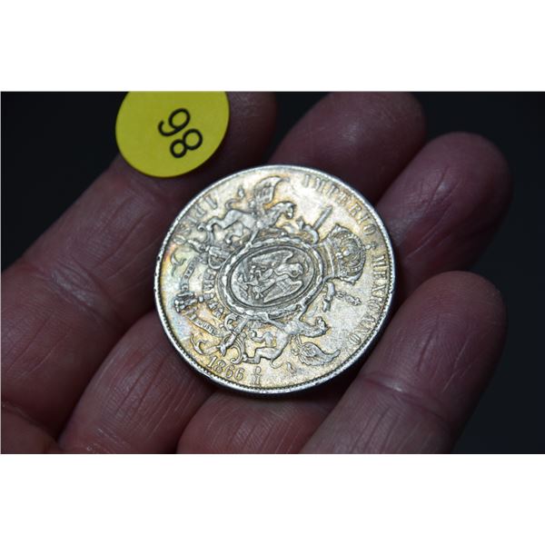 1866 Mexico silver Peso 27 grams 90% silver