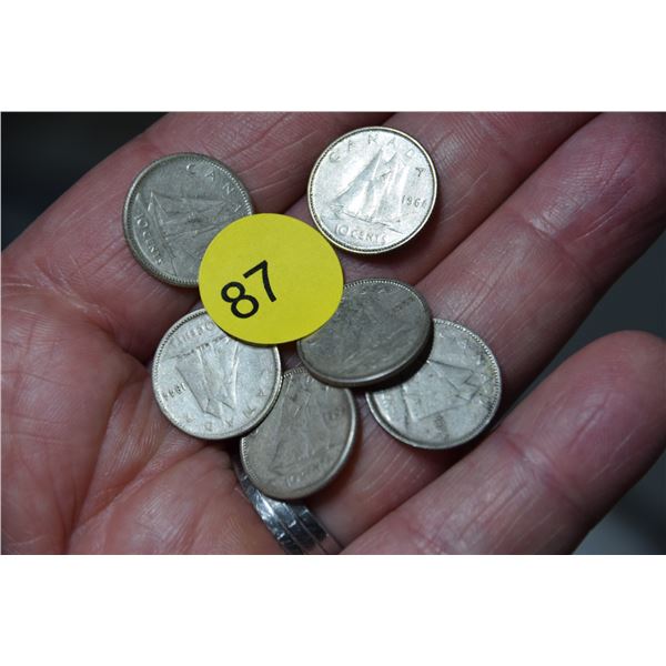 6 silver Canada dimes