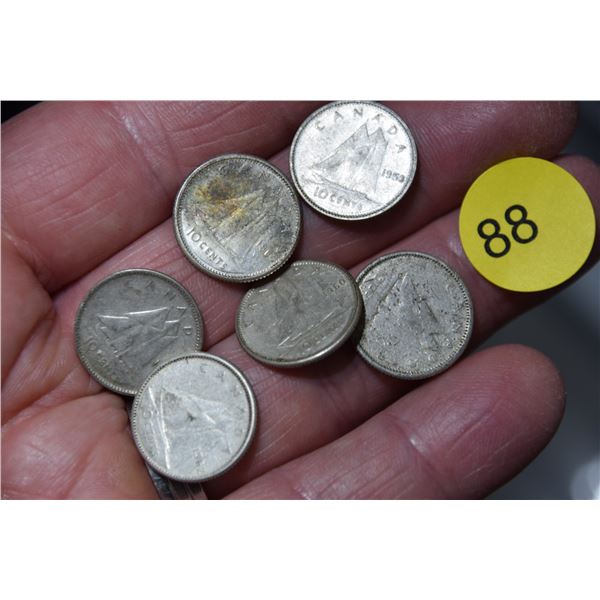 6 silver Canada dimes